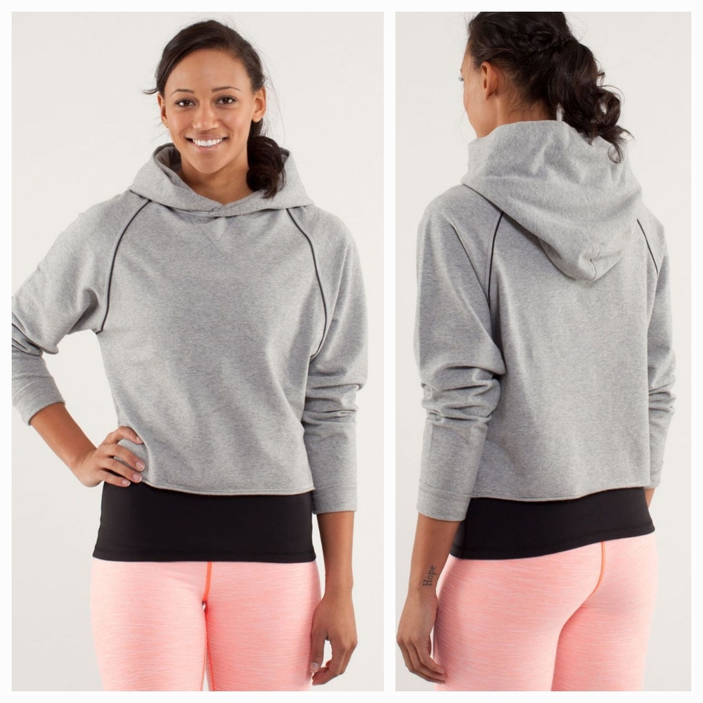 Lululemon Please Me Pullover Heathered Silver Slate/Black Sz 6